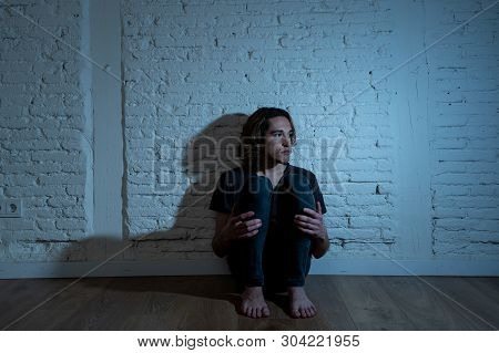 Devastated Depressed Millennial Man Crying Sad Feeling Hurt Suffering Depression. Teenager Victim Of