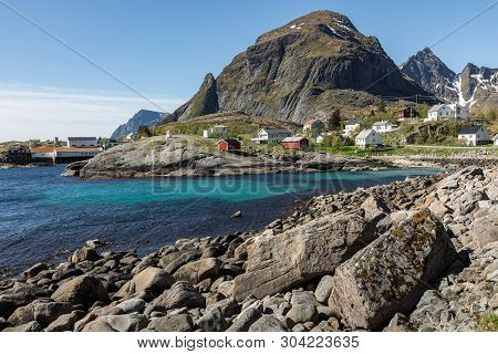 Traditional Architecture In Tind Fishing Village On Lofoten Islands, Nordland. Norway.