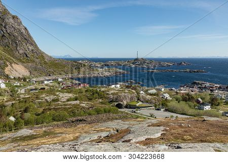 Traditional Architecture In Tind Fishing Village On Lofoten Islands, Nordland. Norway.