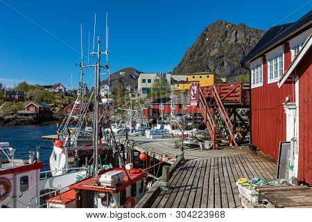 Tind, Norway - May 23, 2019: Traditional Architecture In Tind Fishing Village On Lofoten Islands, No