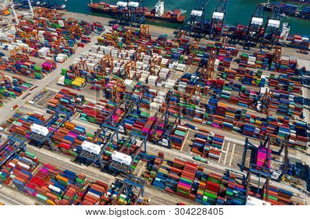 Kwai Chung, Hong Kong 15 May 2019: Kwai Chung Cargo Terminal in Hong Kong city