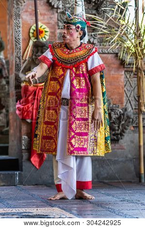 Banjar Gelulung, Bali, Indonesia - February 26, 2019: Mas Village. Play On Stage Setting. Closeup Of