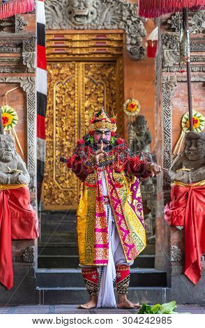 Banjar Gelulung, Bali, Indonesia - February 26, 2019: Mas Village. Play On Stage Setting. Closeup Of