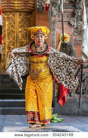Banjar Gelulung, Bali, Indonesia - February 26, 2019: Mas Village. Play On Stage Setting. Closeup Of