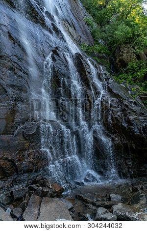 The 404 Foot Hickory Nut Falls In Chimney Rock State Park In North Carolina.