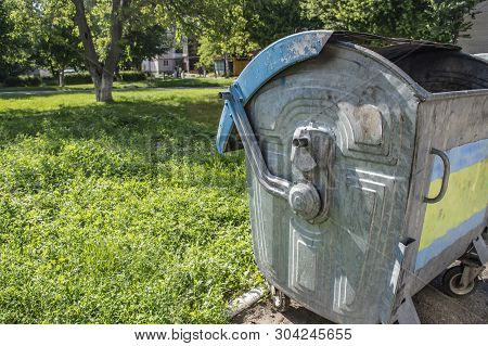 Trash Cans Metal Part Detail Close Up