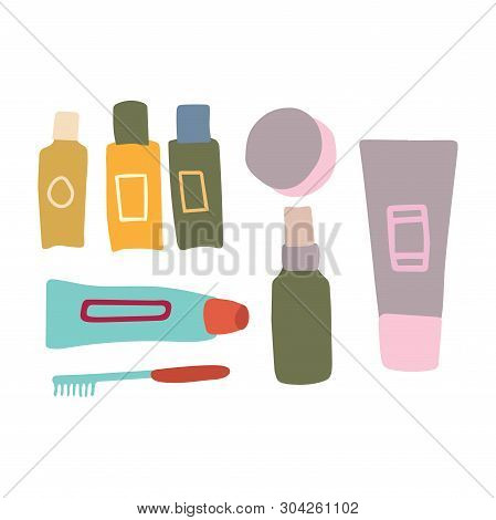 Vector Illustration Top View Luggage. Flat Lay Concept. Open Packed Suitcase. Advertising, Poster, B