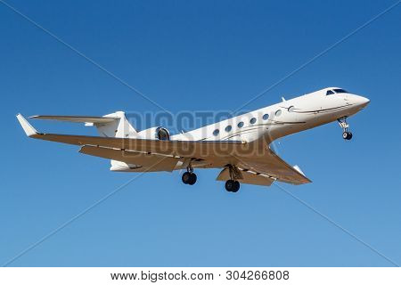 Moscow, Russia - April 03, 2019: Aircraft Gulfstream G550 D-agva Of Luxaviation Airline Going To Lan