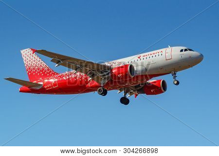 Moscow, Russia - April 03, 2019: Aircraft Airbus A319-111 Ei-eyl Of Rossiya - Russian Airlines Going
