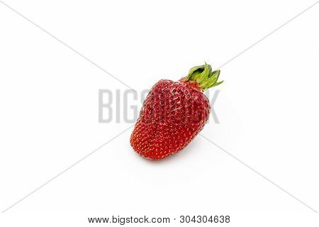 Fresh Strawberry Isolated On White Backgruond. Organic Fruit Food Closeup For Dessert.delicious And 