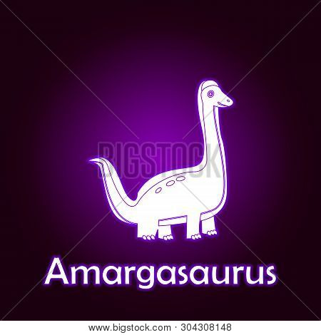 Amargasaurus Outline Vector. Elements Of Dinosaurs Illustration In Neon Style Icon. Signs And Symbol