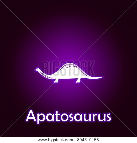Apatosaurus Outline Vector. Elements Of Dinosaurs Illustration In Neon Style Icon. Signs And Symbols