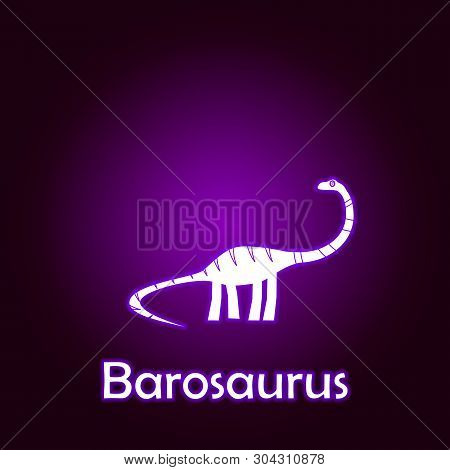 Barosaurus Outline Vector. Elements Of Dinosaurs Illustration In Neon Style Icon. Signs And Symbols 