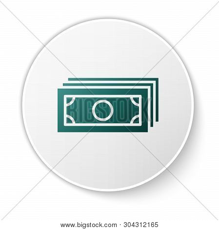 Green Stacks Paper Money Cash Icon Isolated On White Background. Money Banknotes Stacks. Bill Curren