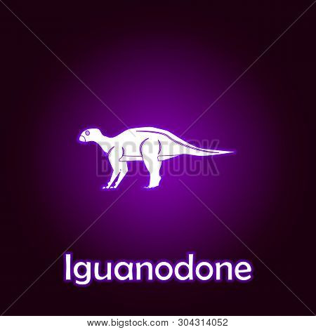 Iguanodon Outline Vector. Elements Of Dinosaurs Illustration In Neon Style Icon. Signs And Symbols C