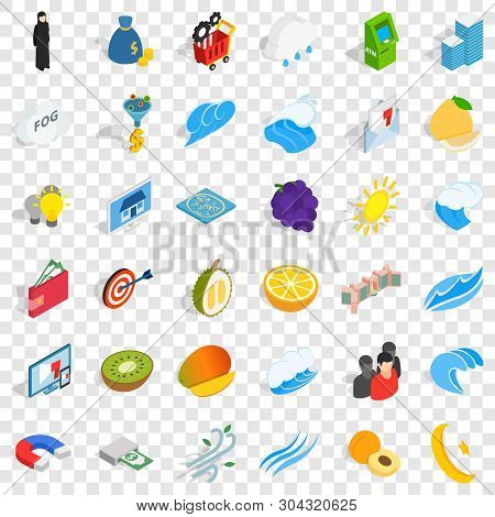 Target Icons Set. Isometric Style Of 36 Target Vector Icons For Web For Any Design