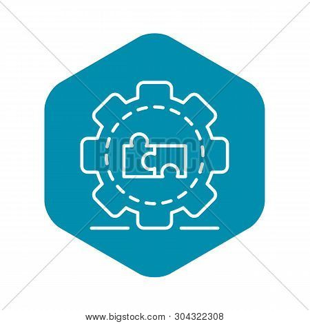 Full Puzzle Cog Wheel Icon. Outline Full Puzzle Cog Wheel Vector Icon For Web Design Isolated On Whi
