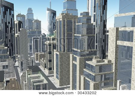 Futuristiska Metropolis antenn 3D render