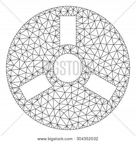 Mesh Bobbin Polygonal Icon Vector Illustration. Carcass Model Is Based On Bobbin Flat Icon. Triangle