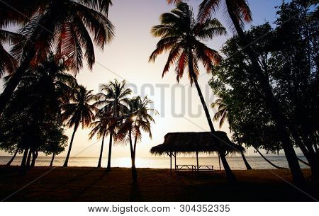 Beautiful sunset over tropical sea