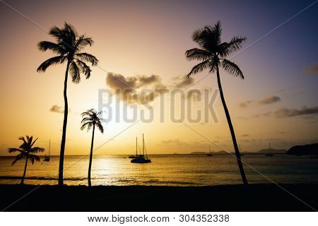 Beautiful sunset over tropical sea