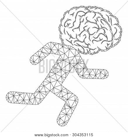 Mesh Brain Drain Polygonal Icon Vector Illustration. Carcass Model Is Based On Brain Drain Flat Icon