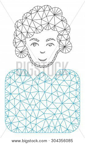 Mesh Bureaucrat Lady Polygonal 2d Vector Illustration. Model Is Based On Bureaucrat Lady Flat Icon. 
