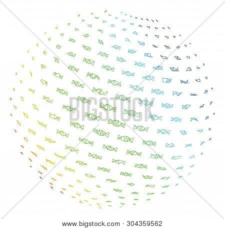 Mesh Candy Abstract Sphere Polygonal Icon Vector Illustration. Carcass Model Is Created From Candy A