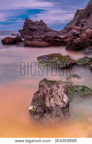 Beach Rocks Spain Long Exposure Sea Spain Euskadi