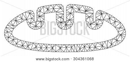 Mesh Bread Polygonal Icon Vector Illustration. Model Is Based On Bread Flat Icon. Triangular Net For