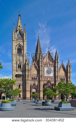 Facade Of The Expiatorio Temple In Guadalajara And Park