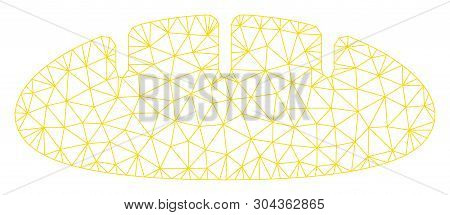Mesh Bread Polygonal Icon Vector Illustration. Carcass Model Is Based On Bread Flat Icon. Triangular