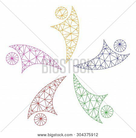 Mesh Collaboration Logo Polygonal Icon Vector Illustration. Carcass Model Is Based On Collaboration 