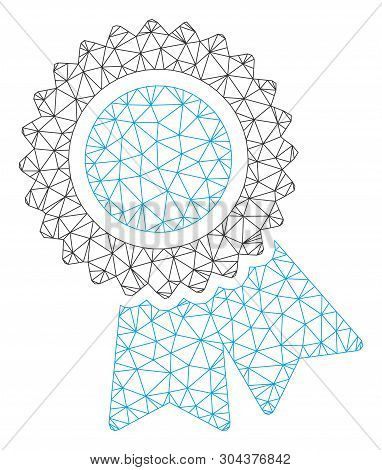 Mesh Certification Polygonal Icon Vector Illustration. Model Is Based On Certification Flat Icon. Tr