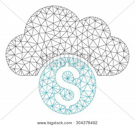 Mesh Cloud Banking Polygonal 2d Vector Illustration. Carcass Model Is Based On Cloud Banking Flat Ic
