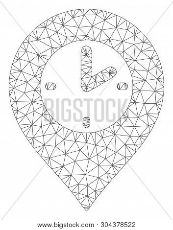 Mesh Clock Marker Polygonal 2d Vector Illustration. Carcass Model Is Based On Clock Marker Flat Icon