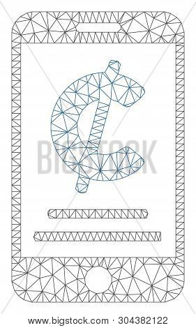 Mesh Cent Mobile Payment Polygonal Icon Vector Illustration. Carcass Model Is Based On Cent Mobile P