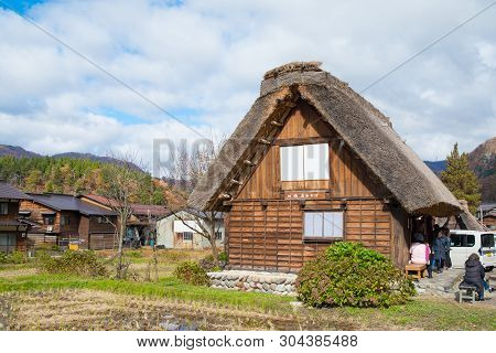 Shirakawa-go, Japan - November 15, 2018: Traditional Gassho-zukuri House In Shirakawa-go,japan.shira