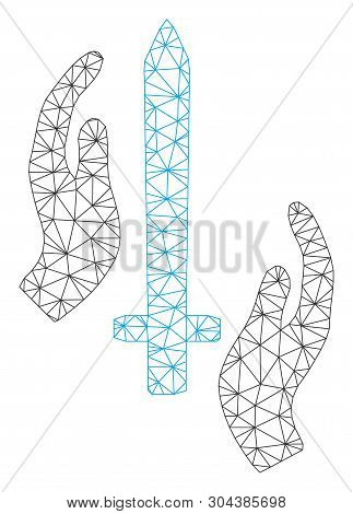 Mesh Classic Guard Polygonal 2d Vector Illustration. Model Is Based On Classic Guard Flat Icon. Tria