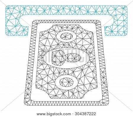 Mesh Cashpoint Terminal Polygonal Icon Vector Illustration. Model Is Based On Cashpoint Terminal Fla