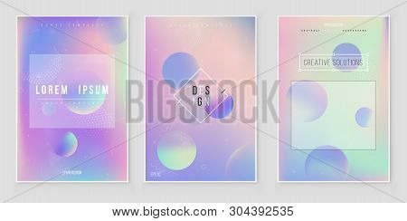 Furistic Modern Holographic Cover Set. 90s, 80s Retro Style.  Minimalistic Hipster Design Iridescent