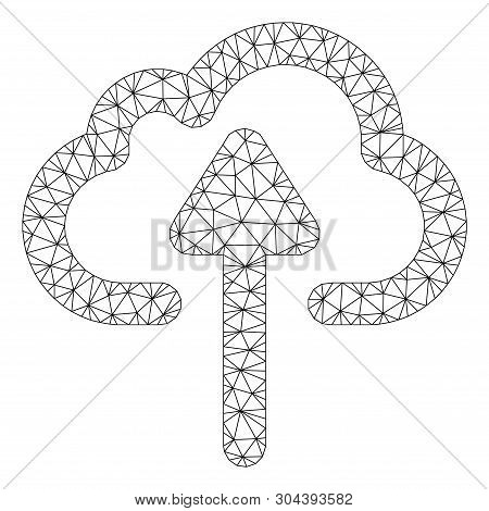 Mesh Cloud Upload Polygonal Icon Vector Illustration. Model Is Based On Cloud Upload Flat Icon. Tria