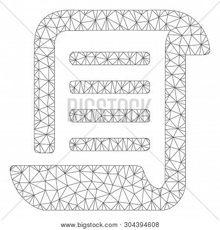 Mesh Roll Document Polygonal 2d Vector Illustration. Carcass Model Is Based On Roll Document Flat Ic
