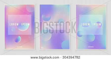 Furistic Modern Holographic Cover Set. 90s, 80s Retro Style.  Minimalistic Hipster Design Iridescent