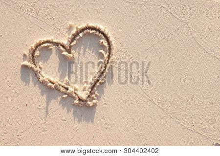 Heart Symbol On Sand In Seychelles, Romance Mood, Vacation Time.