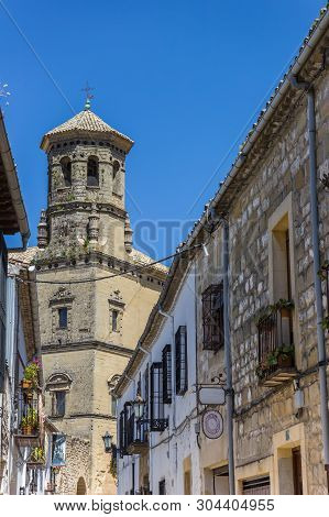Baeza, Spain - May 12, 2019: Tower Of The Historic Cathedral In Baeza, Spain