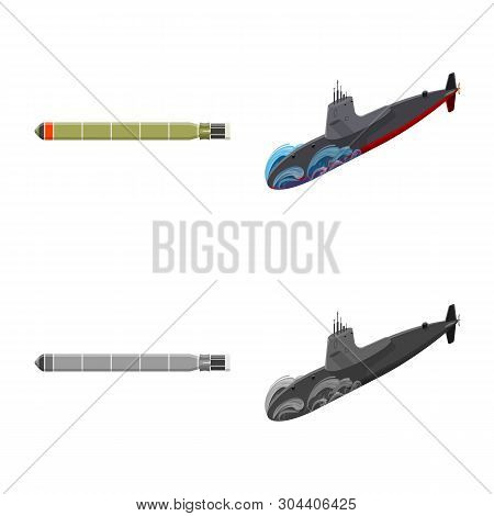 Vector Illustration Of War  And Ship Icon. Set Of War  And Fleet Vector Icon For Stock.