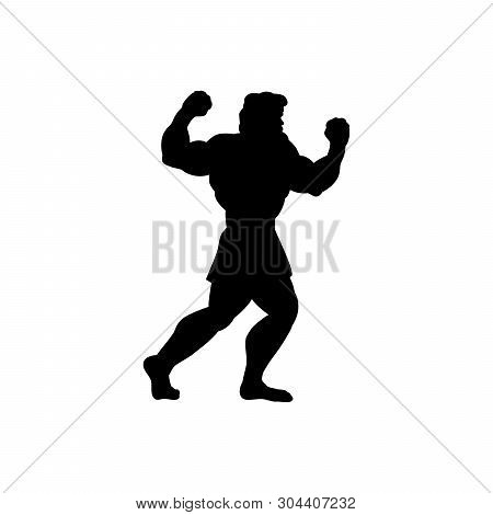 Athlete Sportsman Silhouette Strong Male. Vector Illustration.