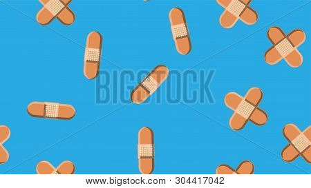 Seamless Pattern Texture Of Endless Repetitive Bodily Medical Pharmaceric Patches For Sealing Wounds