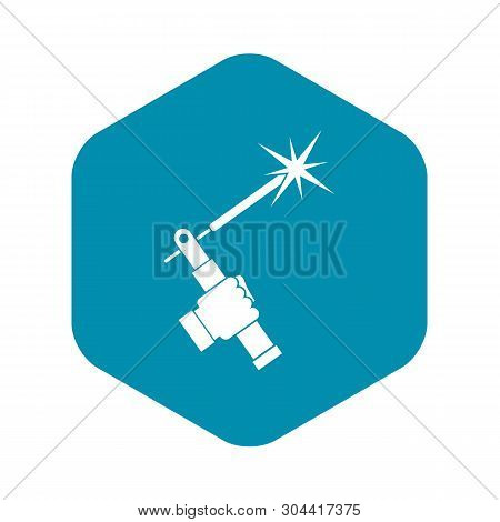 Mig Welding Torch In Hand Icon In Simple Style Isolated Vector Illustration